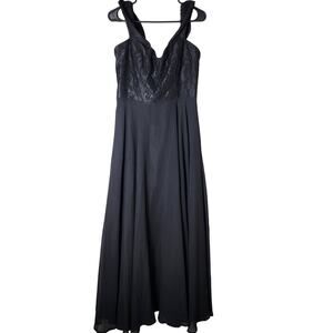 Hayley Paige Maxi‎ Dress Formal Gown Size 12 Black Lace A-Line Back Zip